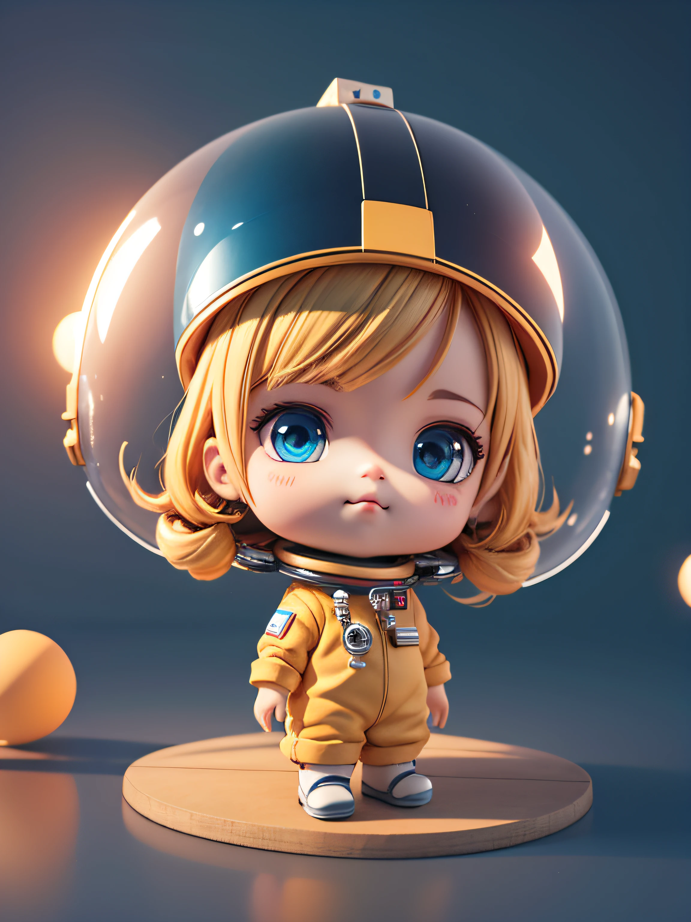 Tem uma bonequinha com capacete e capacete, cute 3d rendering, pequeno astronauta olhando para cima, portrait anime boy space cadet, cute 3d anime boy rendering, arte digital detalhada fofa, explorador masculino mini garoto fofo, Stylized 3D rendering, Arte de personagem renderizada em 3D 8k, linda pintura digital, estilo anime 3d, super detailed rendering