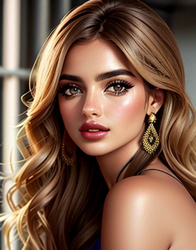 {Ana de Armas}, (cabelos rabo de cavalo com franja, slightly messy brown color), (olhos verdes, olhos altamente detalhado e brilhante), (full lips with dark lipstick), imagem altamente detalhada, alta qualidade, 16K, estilo cyberpunk, Altamente hiper realista.