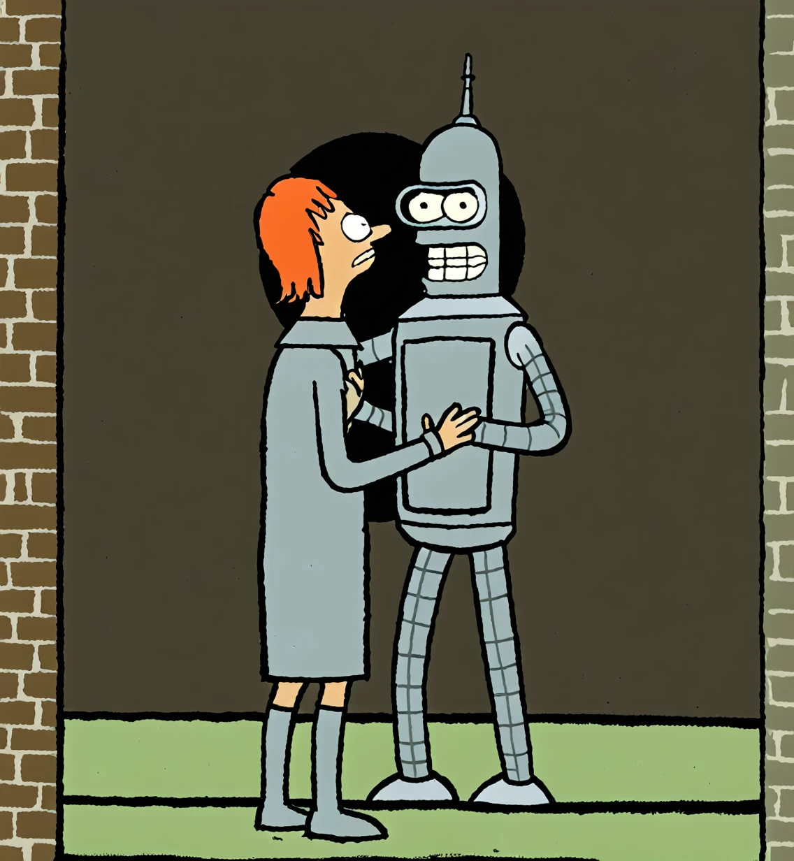 Bender kiss Bender on Church at Midnight, Style of Graffiti Comic