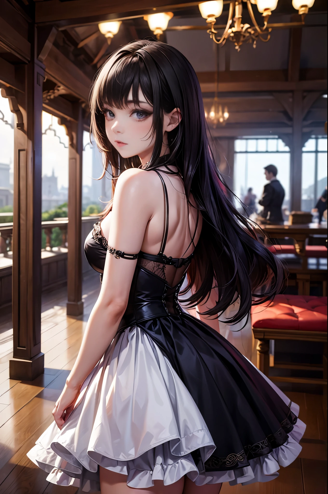 masterpiece, best quality, 8K, high detail, Extremely detailed, Reality, 1 The girl in the pavilion, Countess, skirt,