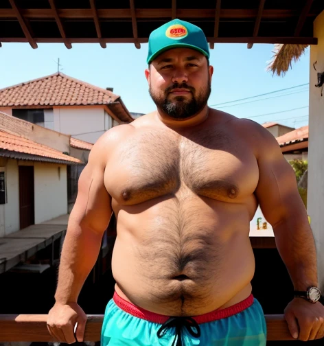 plump, chubby, extremely thick thighs, large belly, wearing only green swim trunks..muito barbudo. 56 anos.apana 1 umbigo. Barriga detalhada. wearing cap. Homem barbudo gordo e sexy de 50 anos,cheio de suor,corpo todo,barriga grande, barba branca, fios brancos,((Vestindo uma camisa branca aberta desabotoado , e sunga, capacete de engenheiro)),rosto atordoado,Abra as pernas,in the background a building under construction and machines for building construction, vista de baixo, uniforme de engenheiro, construtor. Api. detalhado, gesticulando para o expectador fotografia de Corpo completo imagem de corpo inteiro. Scratching the balls, acariciando a suas virilhas, volume na virilha normal. Fumando cigarro tragando um charuto cubano. Usando sunga amarela.