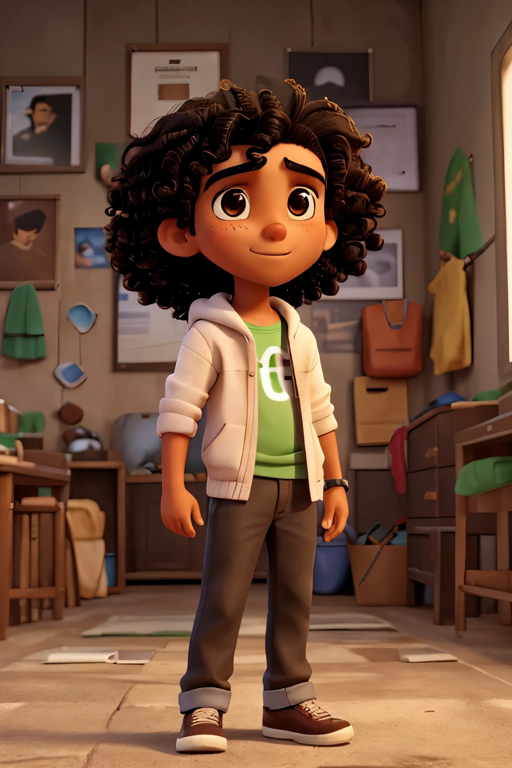 Male, young, teenager, mexican, black curly hair, brown eyes, not attractive, 16 years old