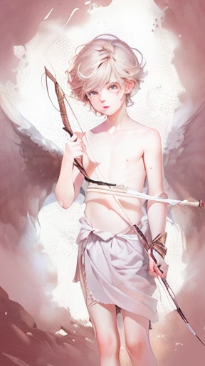 a drawing of a young boy with a bow and a bow, satyr, cupid, holding a bow, slender boy with a pale, greek myth digital painting, holding bow and arrow, holding a spear, holding a longbow, halfbody portrait, holding a bow and arrow, drawn with photoshop, soft digital painting, soft anime illustration, with bow and arrow