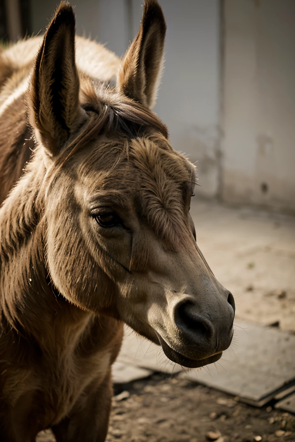 Crie imagem de um burro triste 