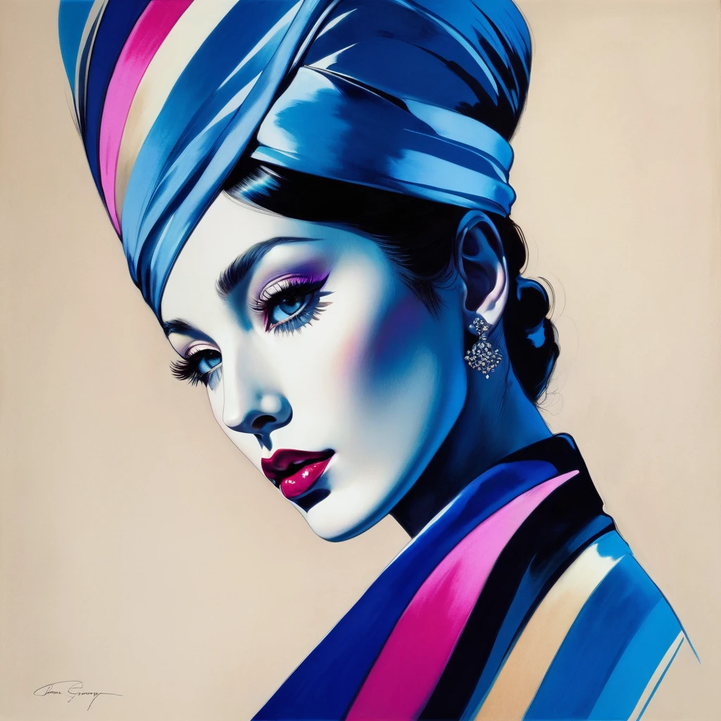 chiaroscuro technique on sensual illustration of an elegant queen , vintage ,silky dress, matte painting, by John Singer Sargent, by Harumi Hironaka, extremely soft colors, vibrant, pastel, highly detailed, digital artwork, high contrast, dark dramatic, refined, tonal, an intimate, seductive studio setting with a focus on sensuality and romance. Utilize soft, warm lighting that bathes the space in a gentle, inviting glow. Incorporate luxurious fabrics, plush furnishings, and a touch of decadence to evoke an opulent ambiance. The scene should exude an air of serenity and anticipation, inviting the viewer into a sensual and romantic space
