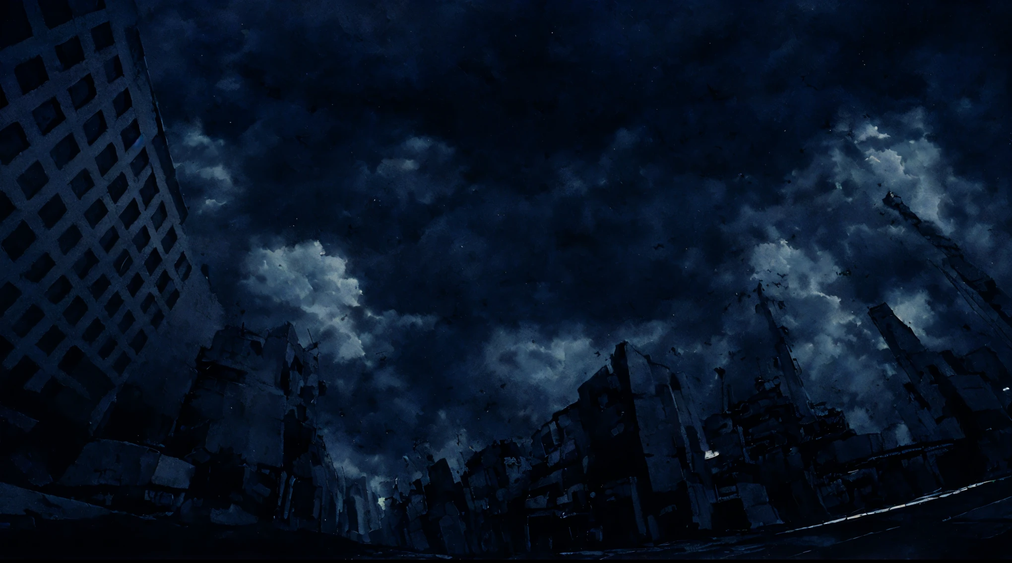 ((best quality)), ((highres)), ((finely detail)), city, tokyo, tall buildings, dramatic perspective, windows, buildings, nighttime, clouds, floor, detailed buildings, stormy weather