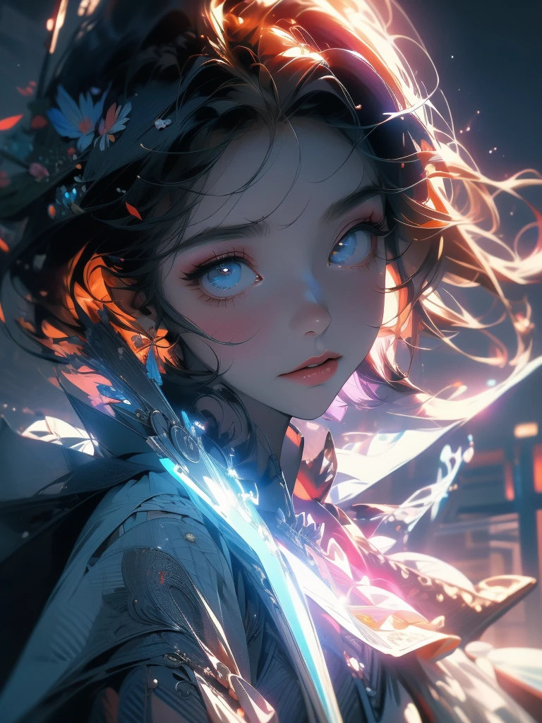 (masterpiece, High resolution, highest quality), ((20 year old woman, Composition from head to stomach, Upper body focus)), fashion pose, detailed eyes, Avant-garde makeup, messy short hair:1.2, ash gray hair, grunge fashion, blurred background, The deserted backstreets of Cuba:1.3, cinematic lighting, anime style, simple lines, digital painting,