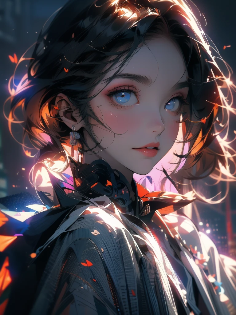 (masterpiece, High resolution, highest quality), ((20 year old woman, Composition from head to stomach, Upper body focus)), fashion pose, detailed eyes, Avant-garde makeup, messy short hair:1.2, ash gray hair, grunge fashion, blurred background, The deserted backstreets of Cuba:1.3, cinematic lighting, anime style, simple lines, digital painting,