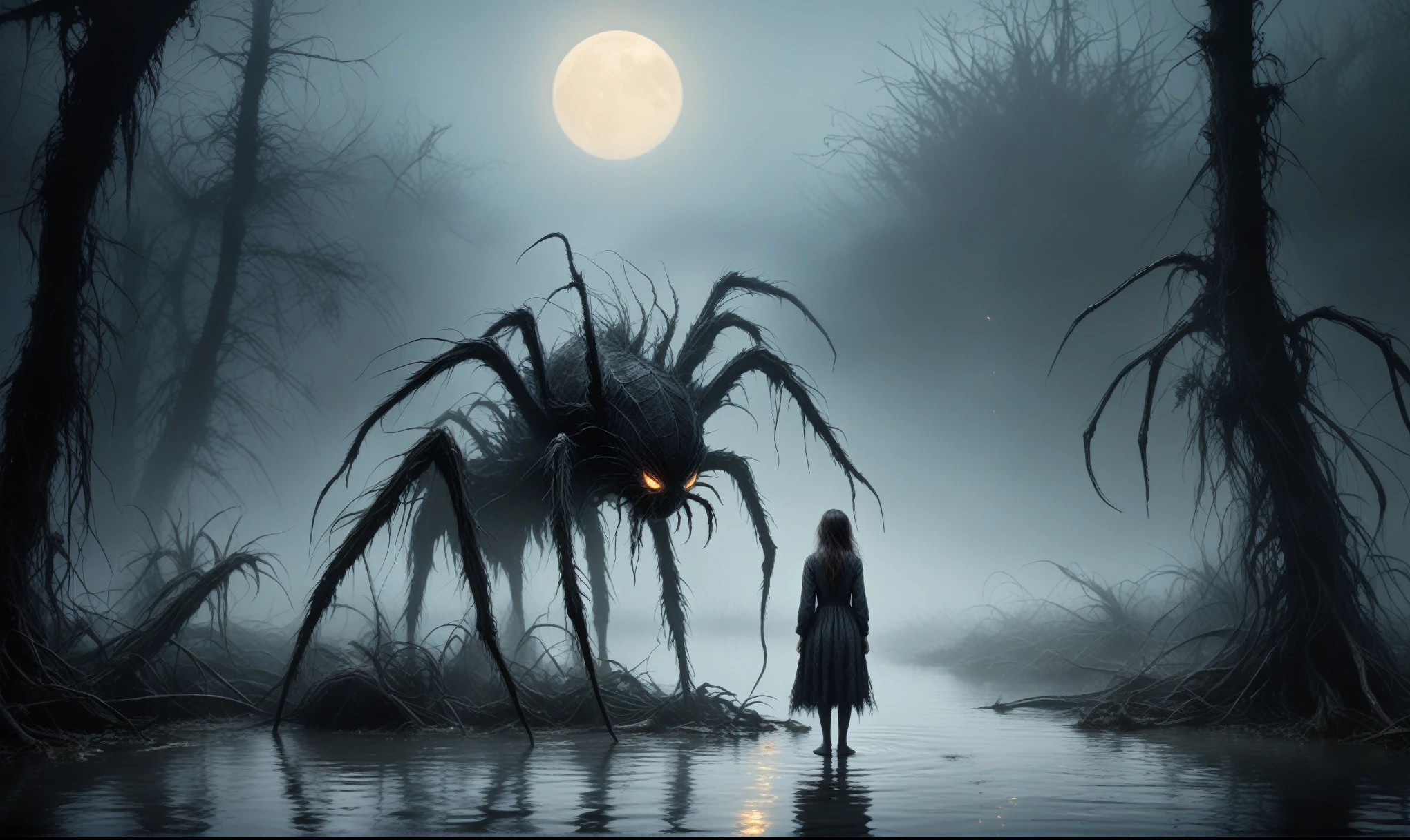 Quentin Blake Style Photography, wlop,full body length,once pretty,full body,bailong plant girl made of dead plants,a girl made of charcoal plants,charcoal The Alien Entity,ominous landscape, niobium graphite atmosphere,dangerous atmosphere,intricate details,realistic graphite skin,extremely intricate details,Epic Realistic,At night, light shone on her,anatomically correct,eyes extremely detailed, high detailed eyes,UHD,Retina,HDR,Technicolor,natural skin textures, hyper realism, hyper detailed,High contrast,Realism,Ultra Detailed,irina yermolova,close full body shot, masterpiece,faded,8k resolution,RAW, Nikon Z9,pixie,nicola samori,ominous dragon wing,spider,pale demon woman crawling out the water in a foggy marsh, horror movie, cinematic look, creepy aesthetic, ultra detailed, photorealistic masterpiece,winter,sunsetбmiddle of a forest, matte painting portrait shot, anton fadeev