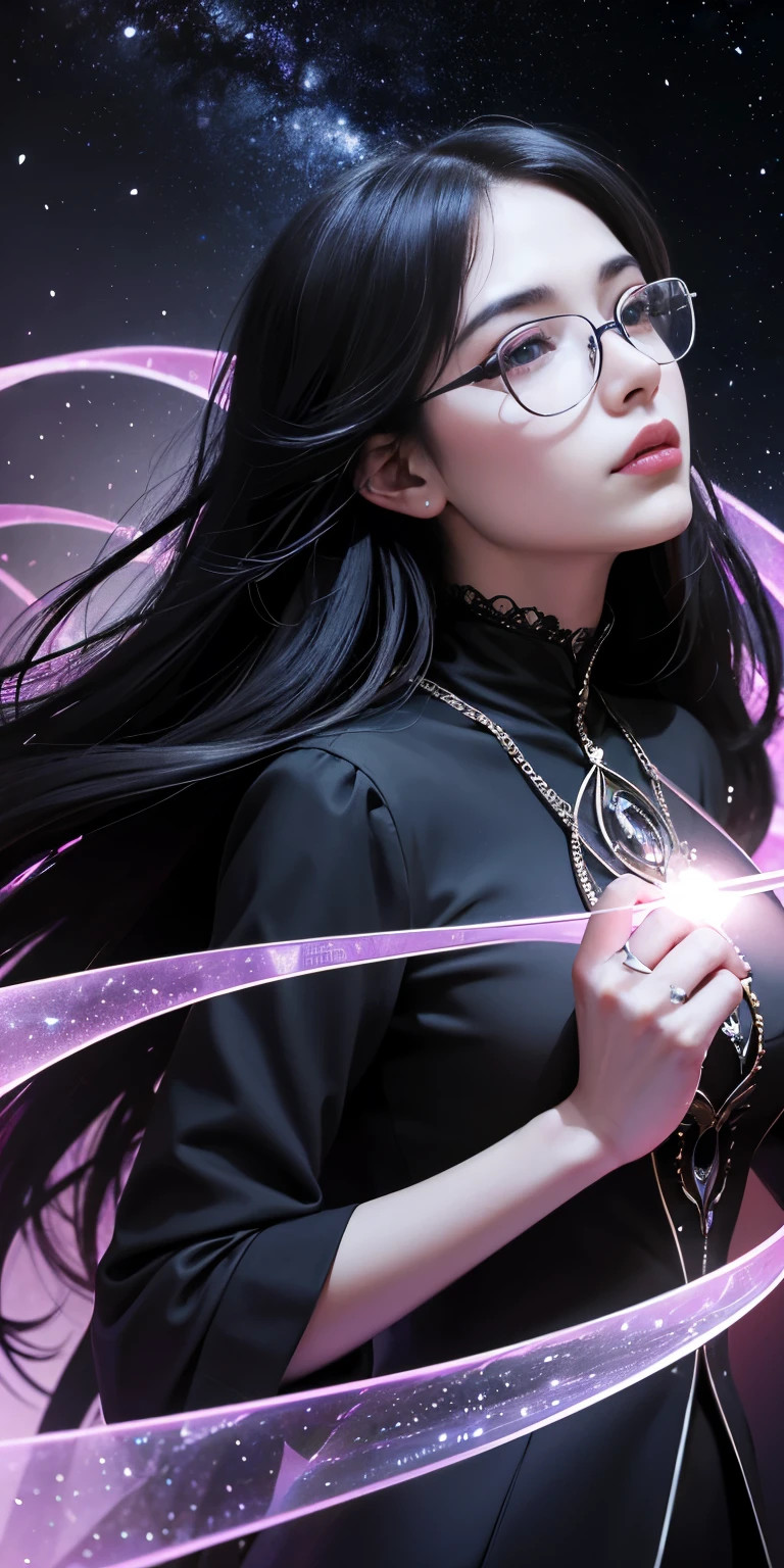 (highest quality,High resolution:1.2),(dark,Threatening:1.1)、((((Glasses)))),(Bad luckな:1.1), In the vortex of space,
Heart of a Goth Maiden, Very dark shade.
Her Eyes, Like dazzling fur in a starless haze,
A symphony of despair in their eyes.
Her Mogul Snaps, Mysterious Cemetery,
Think about it, The source of her sadness.
Black hair swaying in the moonlight,
She weaves despair into her dreams.
oh, Her Soul, Shadow&#39;Embrace,
Take me to space.
At each step of the Kelhudelgoring, She summons darkness,
Dance of the Void, Whippler Big Spark.
Her touch is the cold caress of the void,
In her vague existence, I am left confused.
For Love, Bumblewisk, Cosmic Power,
Stars shining in the endless night.
Confusion swirls, Let the emptiness cry out,
Our love is a dazzling dream in the universe.
Gothic Witch of the entire star world,
In your void, I find my soul.
Hypermaximalist, Anime Style, Breathtaking oil paintings, Surreal, Ultra-realistic digital illustrations that mimic the style of oil paintings, Blends seamlessly with Alex Grey&#39;Psychedelic fantasy art by H&#39;The Aesthetics of Biomechanics.r. Giger. Great composition, masterpiece, highest quality, (devil,Satan,Lucifer:1.1),(devilish:1.1),(Bad luck,Bad luckな:1.1),(Powerful figures:1.1、Big Breasts、Glasses) 、 ((((round Glasses)))),(((Big Breasts)))、(red eyes glow:1.6)、(red glowing eyes,Sharp teeth:1.1),(Black wings,thick,shabby:1.1),(hellish landscape:1.1),(fire,sulfur:1.1),(Threatening atmosphere:1.1),(dark shadows,Threatening presence:1.1),(Bad luck clouds,Stormy Skies:1.1),(dark,Spooky atmosphere:1.1),(Bad luck aura,Evil energy:1.1),(dark aura,cigarette:1.1),(Extreme heat,Burning Flames:1.1),(Surreal,Nightmare Visions:1.1),(Predicting the end:1.1),(Twisted corners,Fiery crown:1.1),(Bad luck whispers,devilish laughter:1.1),(Cry of pain,echoing screams:1.1),(Bad luck symbols,Ancient runes:1.1),(Mysterious relic,dark artifacts:1.1),(Infernal ritual,ritual sacrifice:1.1),(devilish minio