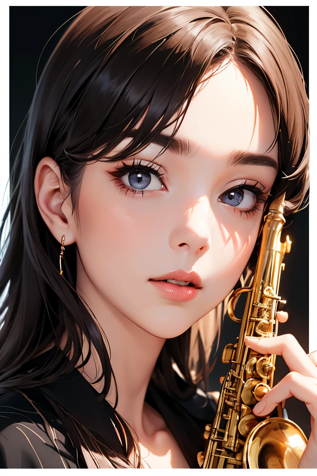 masterpiece, best quality, illustration, sax blue, tassel earrings, platinum necklace, white dress, 1girl, cute, (dynamic lighting:1.2), cinematic lighting, delicate facial features, detailed eyes, sharp pupils, realistic pupils, depth of field, bokeh, sharp focus, (hyper-detailed, bloom, glow:1.4), many small gems,big breasts 