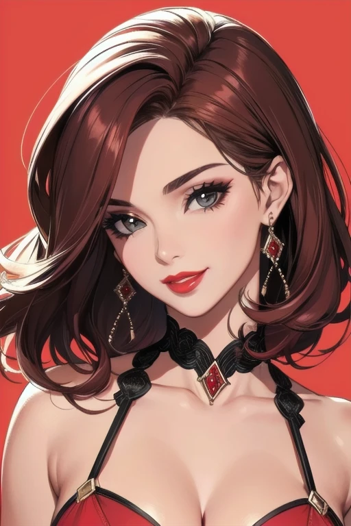 1 garota em,Beautiful fashion shaping pieces, fundo detalhado, melhor qualidade), cabelo brilhante,cabelo loiro,sorriso pretensioso,juicy lips,Red lips,