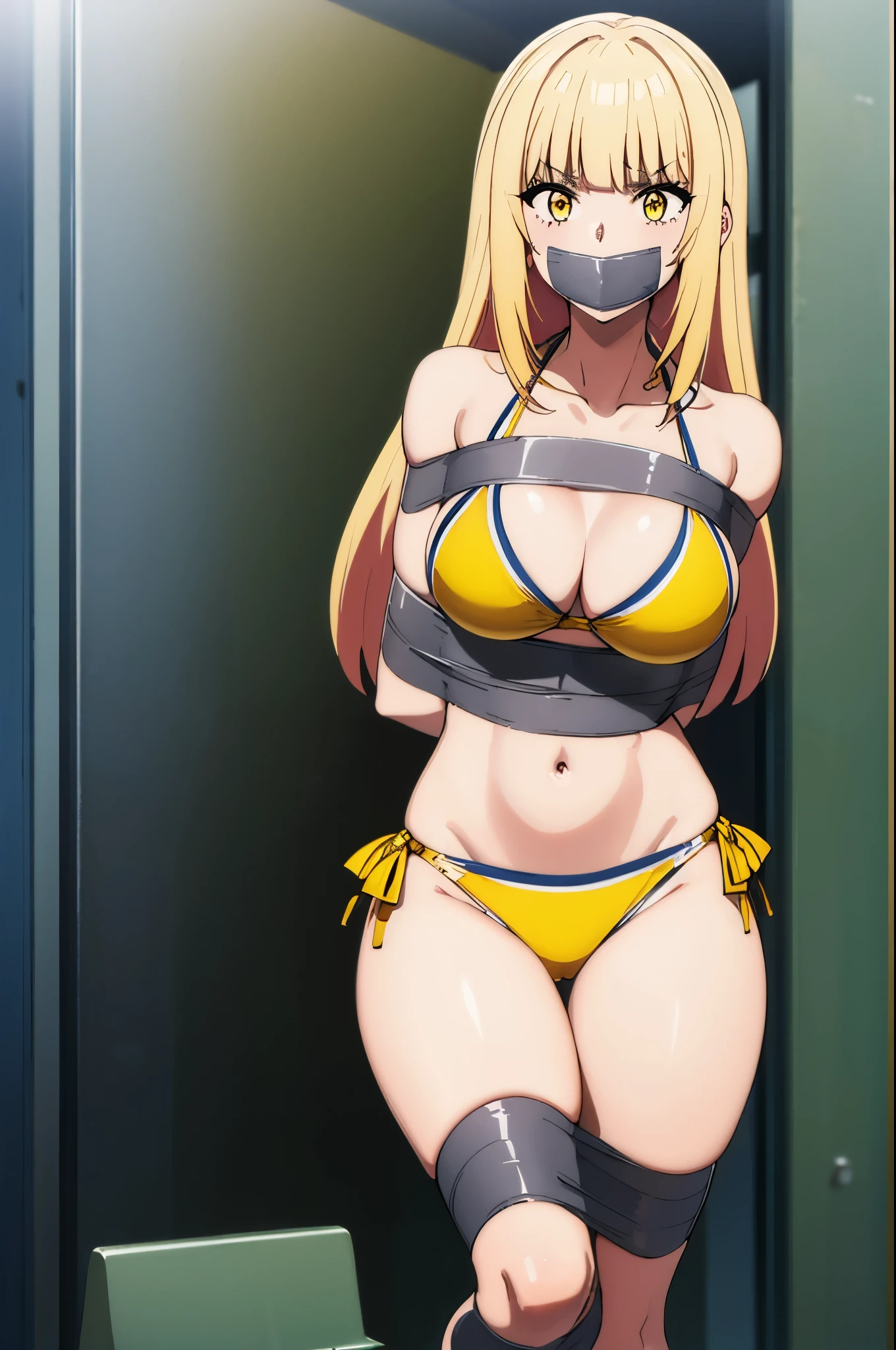 Tape Gag
Tape Bondage,blonde,yellow eyes,(((bikini)))
