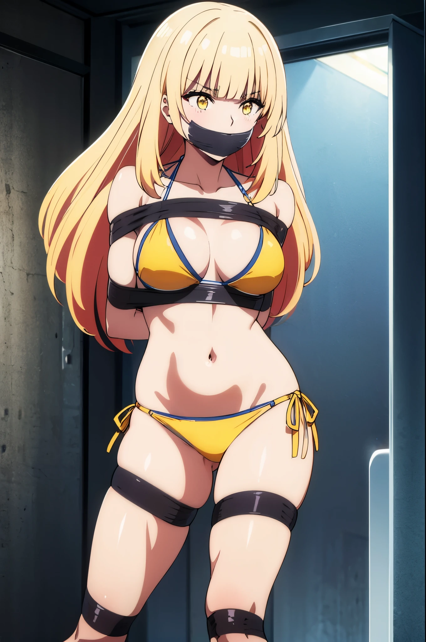 Tape Gag
Tape Bondage,blonde,yellow eyes,(((bikini)))