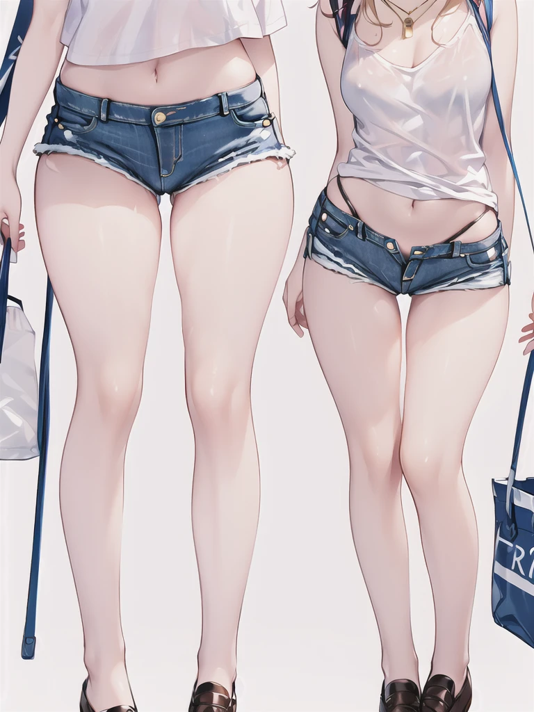 ((Browsing Caution)), \(masterpiece, highest quality, Very detailed\), \(shape\), \(Beautiful details\), \(Very detailedな顔\), ((Perfect Anatomy)), \(One Girl\), \(alone\),
 Thighs,
Short shorts, Denim shorts, Thighsストラップ, Panty Straps, Hip bones,((Denim shortsから見える下腹部を超クローズアップ:1.5))