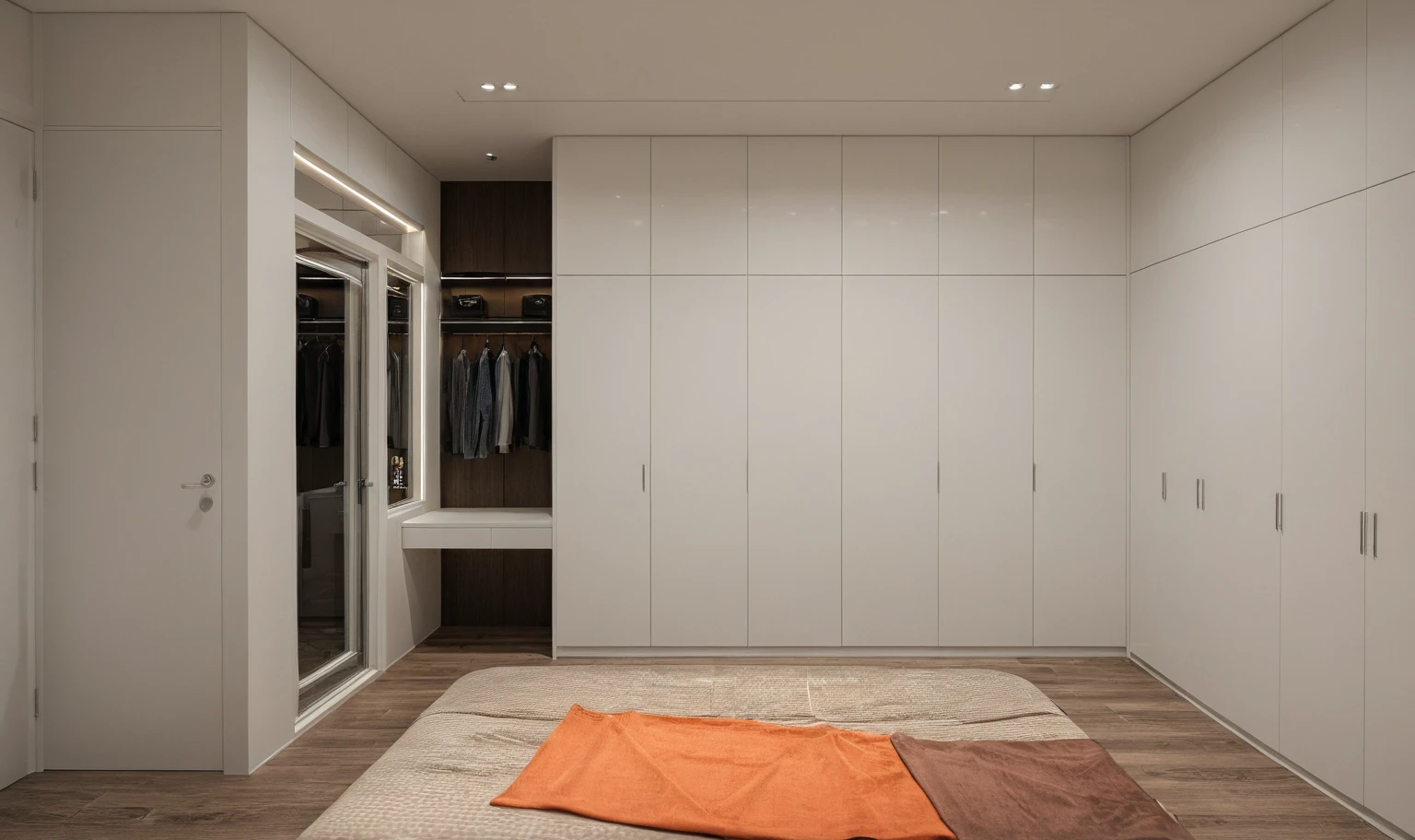 Raw photo,Masterpiece, high quality, best quality, authentic, super detail, interior, indoors,closet room, white color, (daylight:1.1), vivid colour, (realistic:1.2),