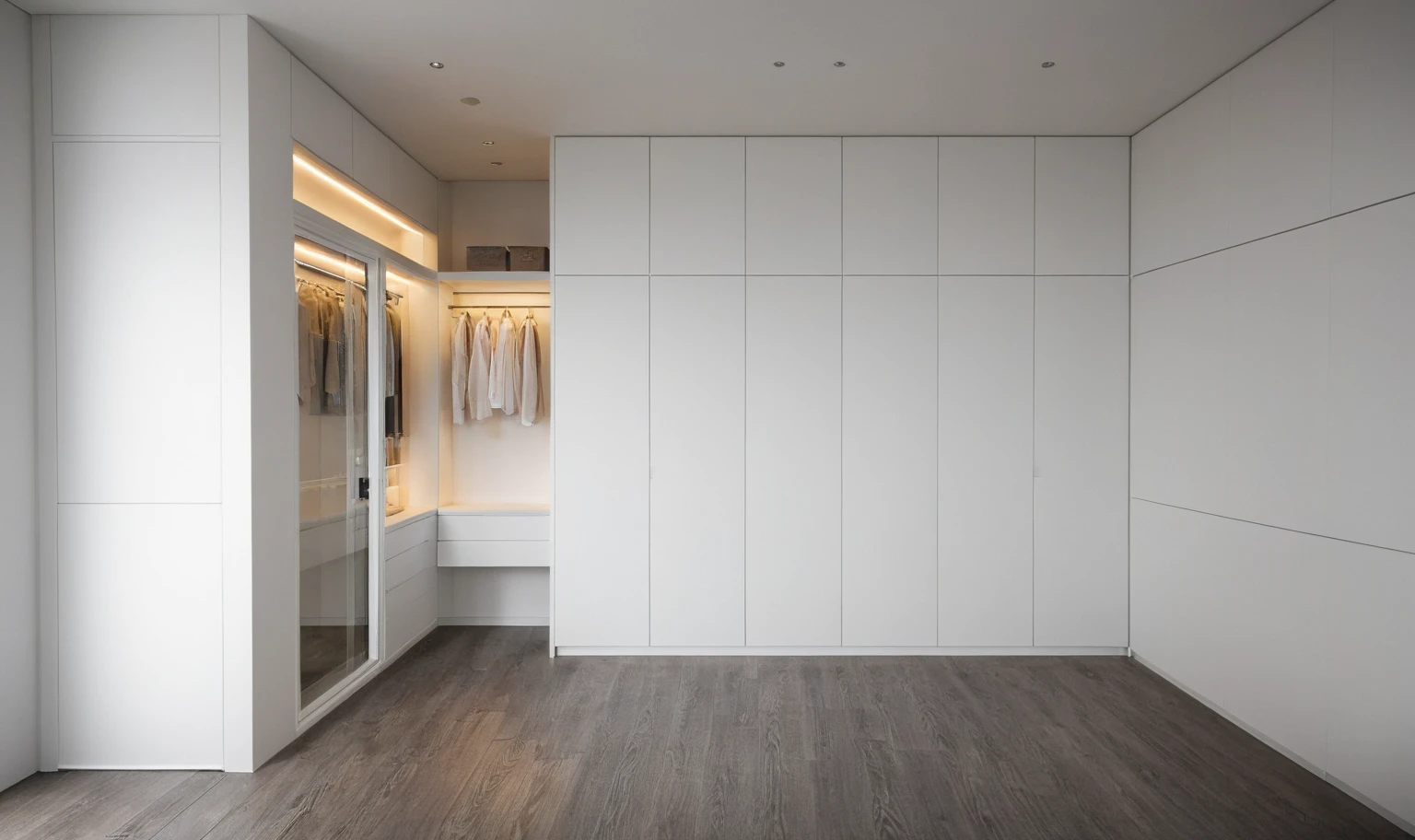 Raw photo,Masterpiece, high quality, best quality, authentic, super detail, interior, indoors,closet room, white color, (daylight:1.1), vivid colour, (realistic:1.2),