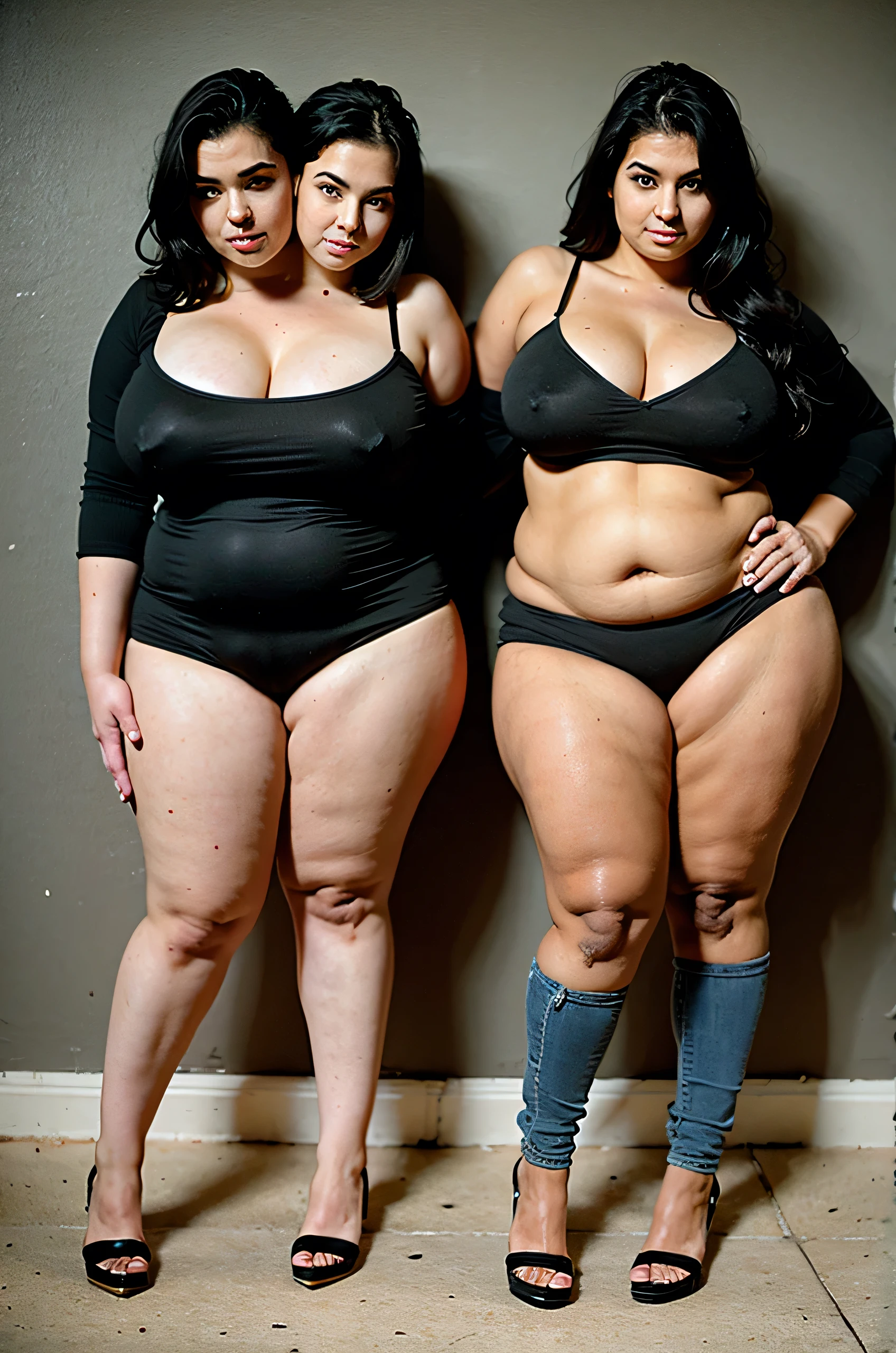 2heads, two headed woman, curvy, age 20, American, pretty, teenage fashion, two heads,