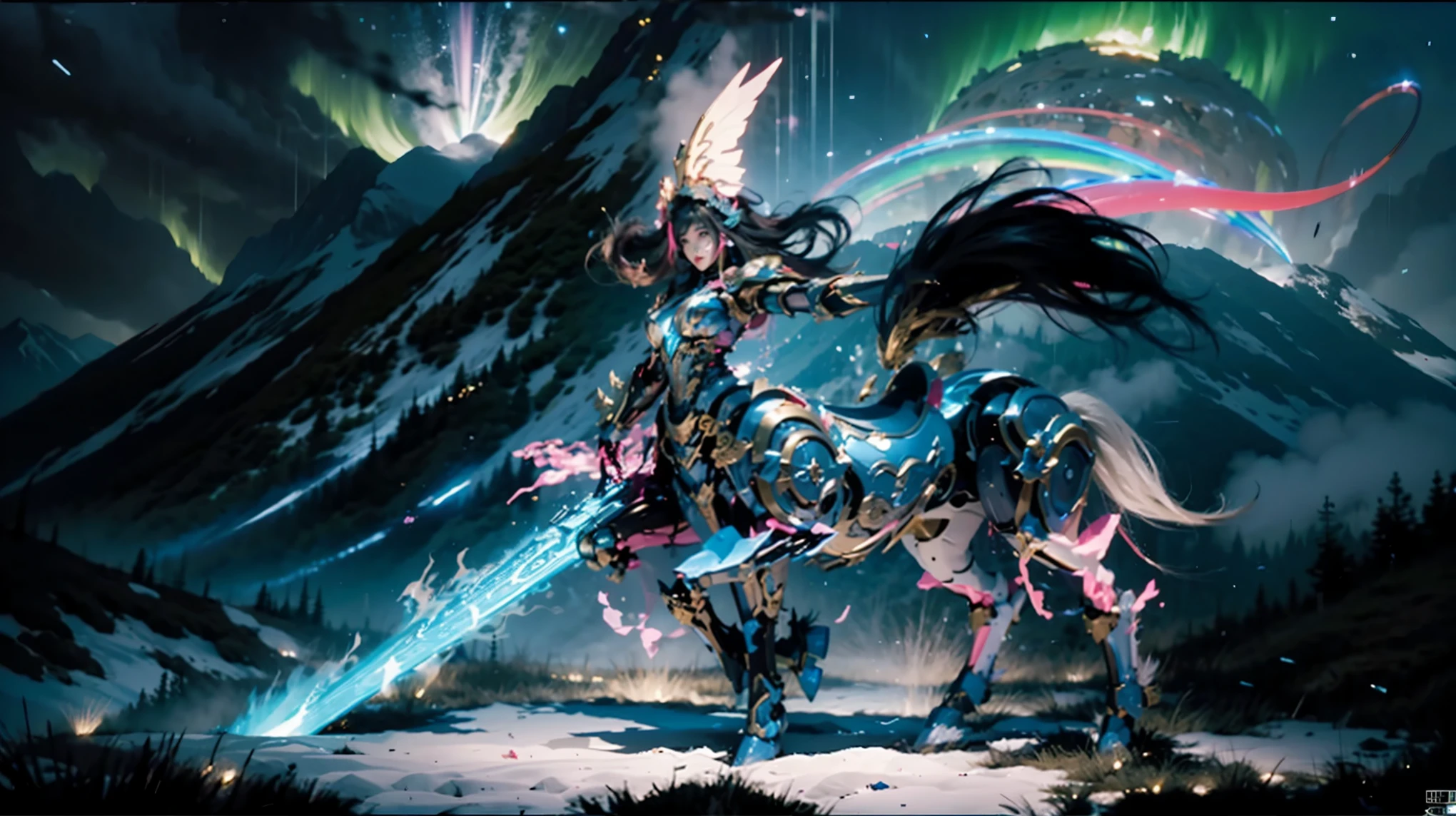 In the beautiful illustration of this super-grand scene,The ultra-distant lens shows us(More than eight distinctive and beautiful female centaurs,Half man, half horse,Half man, half horse,Princess:2.7),Their personality、Distinctive and vivid features。from(A radiant, angelic, snow-white centaur from heaven:1.1),arrive(Nightmare-like fiery red centaur surrounded by flames:1.1)、再arrive(Green Centaur, the wind fairy dancing in the air:1.1)、再arrive有(One-horned blue centaur surrounded by lightning:1.1),arrive(A mechanical-style mecha Centaur shining with metallic light:1.1)、再arrive(A powerful dragon-shaped centaur wearing colorful dragon scale leather:1.1)、再arrive(A slender elven centaur that is graceful and agile:1.1)Gracefully wears a flower crown、arrive(Enchanting and charming Tiflin centaurs:1.1)、再arrive(A succubus centaur with an indescribably sexy feeling:1.1)。Each Centaur character fully demonstrates his unique style。The illustration uses advanced artistic techniques and tools,Use nesting、Weaving、Splicing、perspective、interlude、Montage and other artistic techniques,Divide the scene into sections by geometric arrangement,Each part corresponds to a role,from而更有效地利用了空间,Make eight centaurs exist in one picture at the same time,(The style tends to be grotesque、Hayao Miyazaki、Aesthetic、indescribable:3.3)。Through Midjourney's advanced brush tools、Color palette、Material packs和模型包、Texture tools,For each centaur, beautiful props are designed to increase racial characteristics、Clothing and physical features,Enhances the character's personality and visual appeal,(Stunning landscapes in illustrations,There are changing skies、rainbow、aurora、Stars and Moon,Incorporating iconic landmarks such as Mount Everest,and fireworks、Tranquil Lake、Natural and urban elements of waves and neon lights,Creates a magical atmosphere:1.5),Centaurs demonstrate their unique abilities and equipment in a variety of environments,This is true even in extreme alien landscapes。Use Midjourney's tools、Material packs、Texture tools、The color palette makes depicting details vivid and realistic,from复杂的发型和以及不同的种族特质、Body、Appearance features、服装arrive真实的纹理,Greatly improved the realism of the Centaurs and their surroundings,The fusion of multiple art styles adds dynamism to the character's movement at all angles,The overall visual experience is further enriched。The final illustration was described as a "masterpiece",It has the characteristics of "best quality" and "realistic",The details put into the creative process are shown、Level of creativity and craftsmanship。 hdr,(Reality,Masterpiece quality,Best quality)