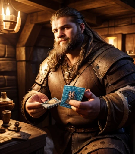 He is sitting facing the viewer Holding his cards with both hands. He looks menacing, Just chubby plump extremely thick thighs (melhor qualidade,4K,8k,high resolution,obra de arte:1.2),ultra-detalhado,realista:1.37,homens,grown-up homens,old homens,fat white muscular homens,cabelo da barriga,large bulges, (((he is in a viking tavern holding magic cards with his hands, he is in a game of magic cards inside a bad tavern, he wears a mystical wizard's overcoat))). pants,camisa xadrez,barba,nojento,60-year-old homens,family,pai,barriga de urso,terno de abertura. Sentado na beirada da cama. apenas usando sunga no corpo. Looking at the spectator gesturing with his hands. Asking for your hand, pedindo um objeto., Se adequa, vetor, mwvetor