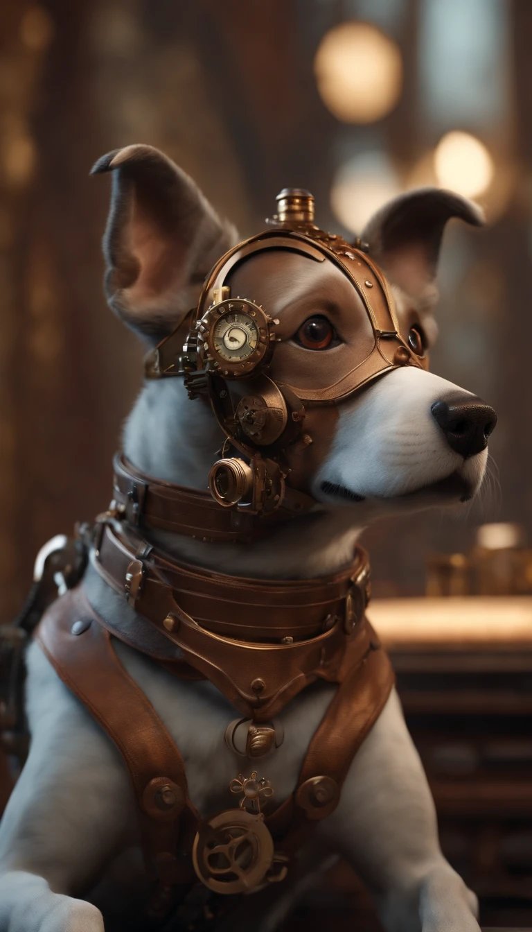 steampunk dog, octane render, hyper realistic, - AR 2:3 –q 2