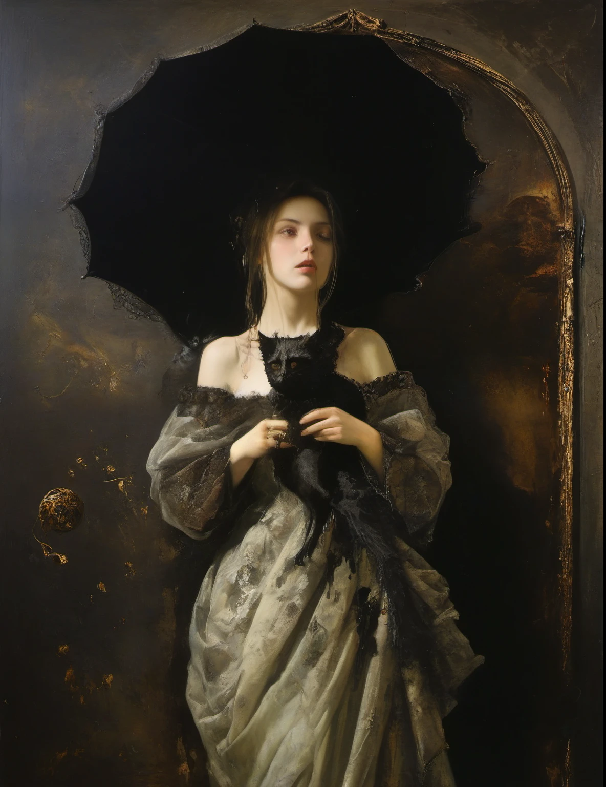 James Gurney, Surrealist art , dream-like, Mysterious, Provocative, symbolic, Complex, detailed,, (Gothic but very beautiful:1.4), (masterpiece, highest quality:1.4) , Nicola Samori Style, Nix
