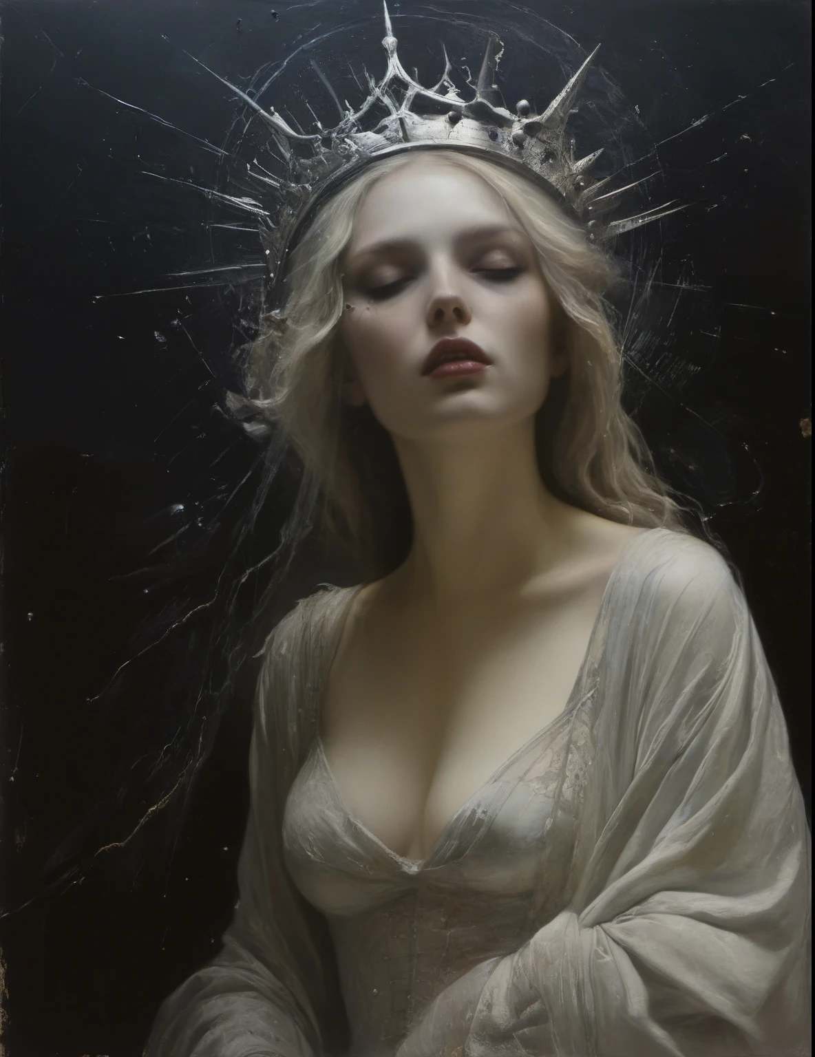 James Gurney, Surrealist art , dream-like, Mysterious, Provocative, symbolic, Complex, detailed,, (Gothic but very beautiful:1.4), (masterpiece, highest quality:1.4) , Nicola Samori Style, Queen of the Night