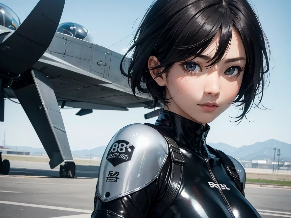 (highest quality,8K,High resolution,masterpiece:1.2),Super detailed,(Realistic,photoRealistic,photo-Realistic:1.37), A Japanese female fighter with a slim build and small face, cute, 1 girl, 18-year-old, Super short black hair, A tight-fitting combat suit in shiny black with a patent leather finish, Tight suit, gloves, On summer nights, let's gather with friends to dance to the rhythm and make takoyaki. If we all make it together, a fun party awaits.