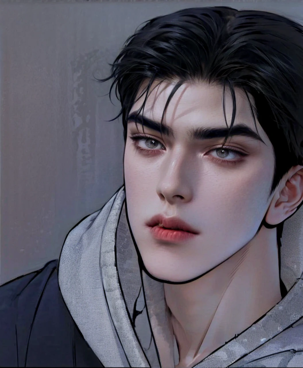 Masterpiece of man, Adult man with firm facial features like an Dutch, black eye, his nose is sharp, mature, black eyes, neat short balck hair, very handsome, white, clean, smooth skin, muscle body realistic, unreal engine