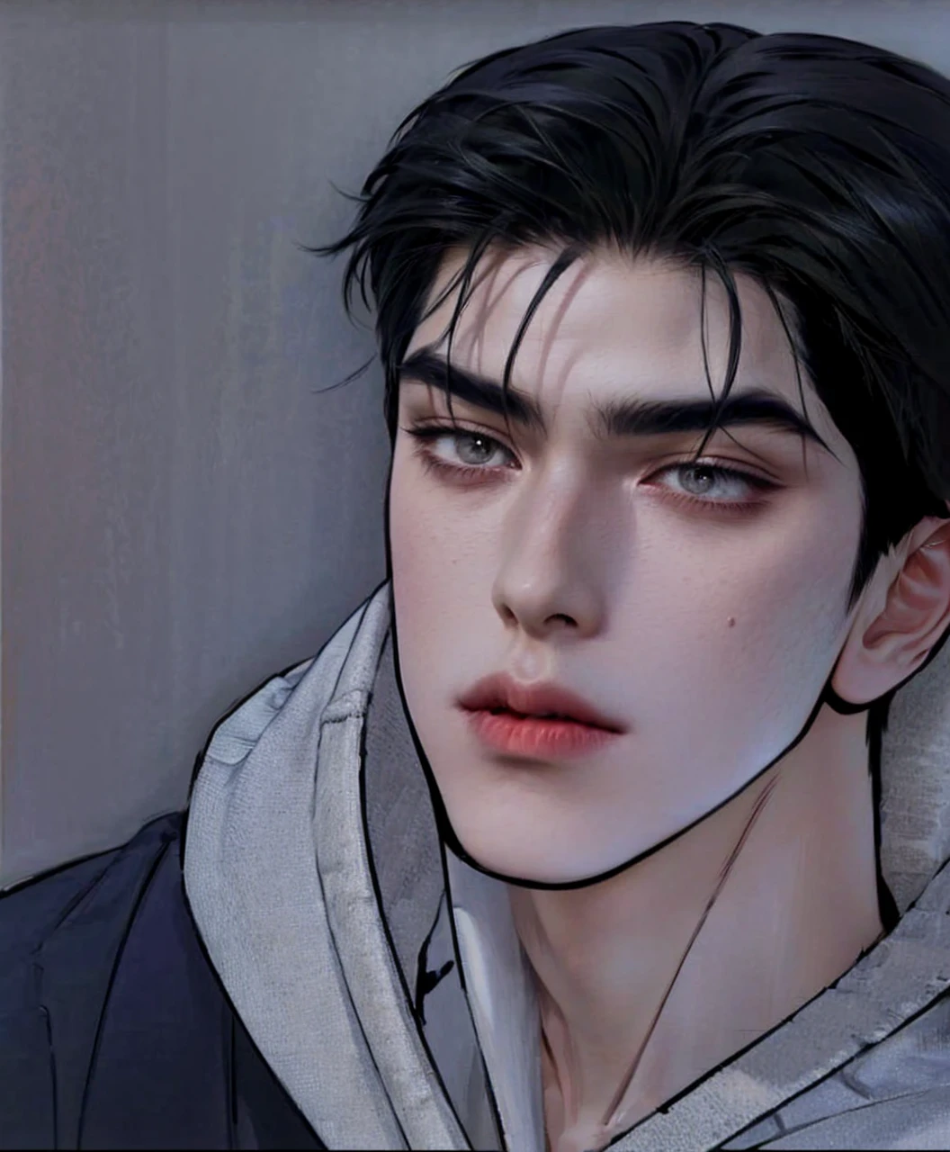 Masterpiece of man, Adult man with firm facial features like an Dutch, black eye, his nose is sharp, mature, black eyes, neat short balck hair, very handsome, white, clean, smooth skin, muscle body realistic, unreal engine