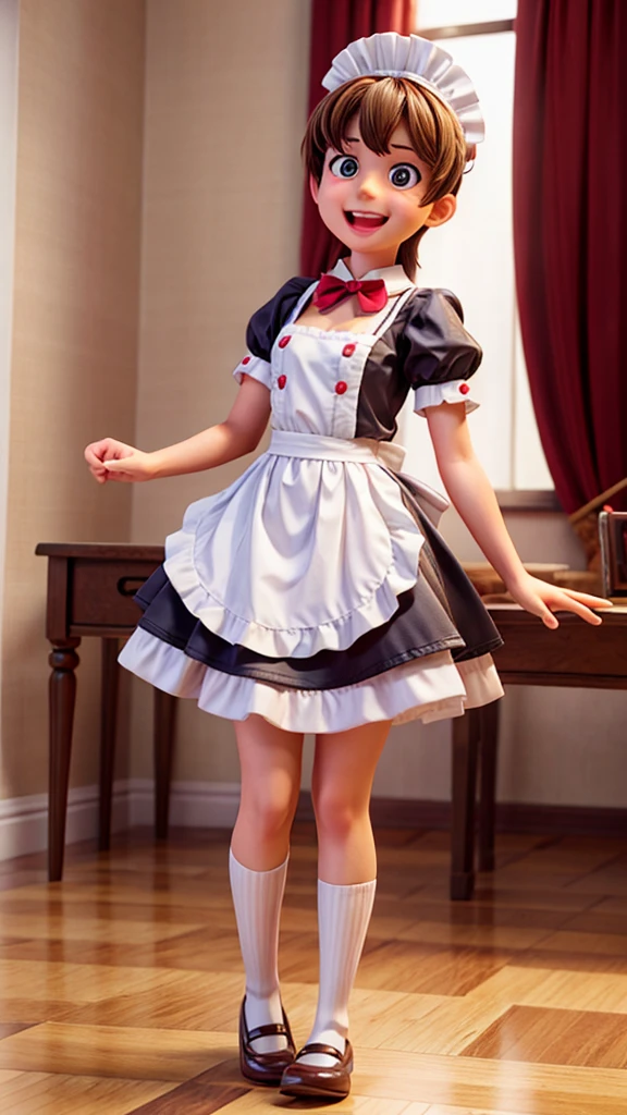 A funny guy in a maid outfit