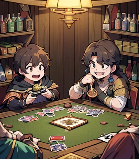 ((( 2 Cabal creatures are dueling on the card table , 2 creatures of darkness are battling on the card table, 2 mystical creatures are comforting each other on the card table )), He is laughing and holding a skull-shaped goblet full of drink., he is euphoric and very happy with his victory in the mystical card game, by He is sitting facing the viewer Holding his cards with both hands. He looks menacing, Just chubby plump extremely thick thighs (melhor qualidade,4K,8k,high resolution,obra de arte:1.2),ultra-detalhado,realista:1.37,homens,grown-up homens,old homens,fat white muscular homens,cabelo da barriga,large bulges, (((he is in a viking tavern holding magic cards with his hands, he is in a game of magic cards inside a bad tavern, he wears a mystical wizard&#39;s overcoat))). pants,camisa xadrez,barba,nojento,60-year-old homens,family,pai,barriga de urso,terno de abertura. Sentado na beirada da cama. apenas usando sunga no corpo. Looking at the spectator gesturing with his hands. Asking for your hand, pedindo um objeto., Se adequa, vetor, mwvetor, (((sitting in a luxurious armchair wearing only red swim trunks with open legs wearing socks with his hands on his thigh with his hands on the armchair , with one hand in his hair. Olhando para o expectador. )))