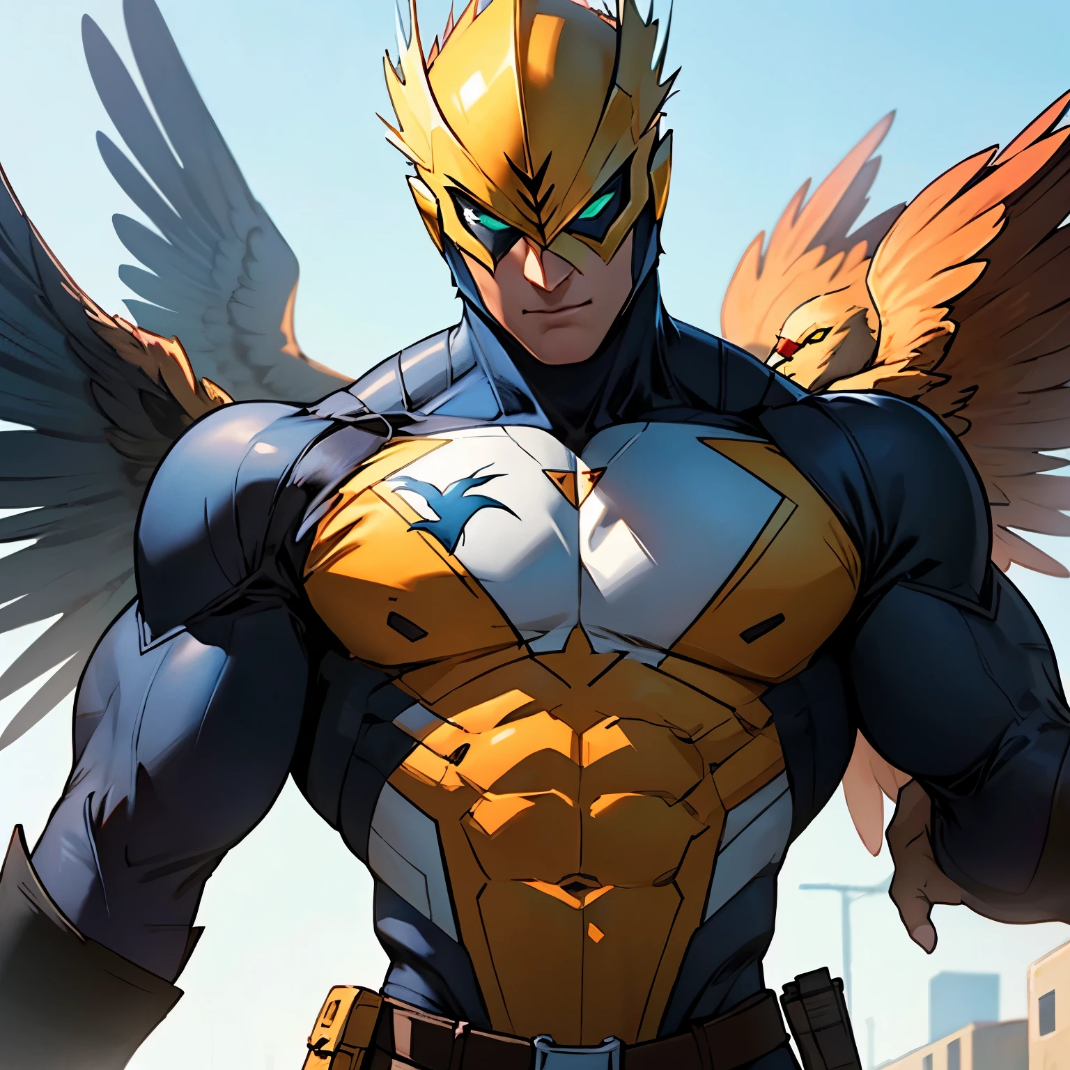 depiction of an advanced cybersuit, Hawkman from DC Comics
