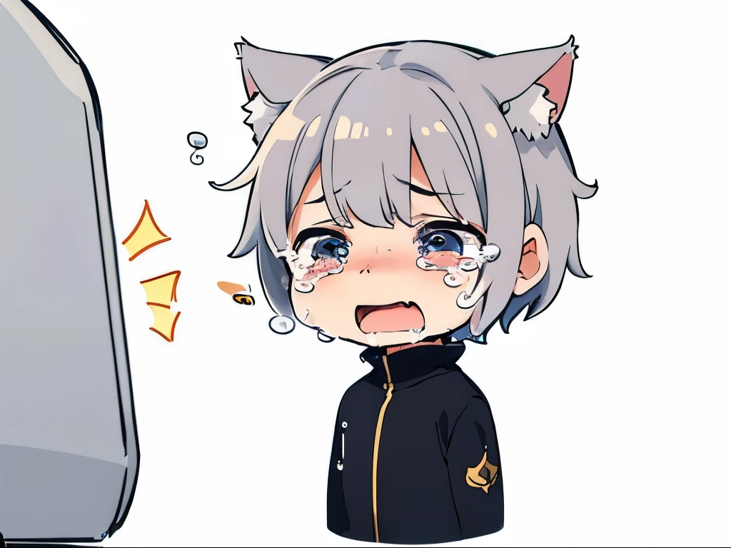 (chibi:1.3),(cry),(tears:1.5),whole body,after that,masterpiece, A world where magic and technology coexist, Cat Eared Man(Gray Hair, short hair) ,boy,Hone your skills,Let's go on a journey to uncover the secrets of power., Beautiful Eyes,depicted in detail. The magician makes the most of the potential of his abilities.,We must learn how to unlock the true potential of modern magic,masterpiece, Cat Eared Man,Gray Hair, short hair),depicted in detail,