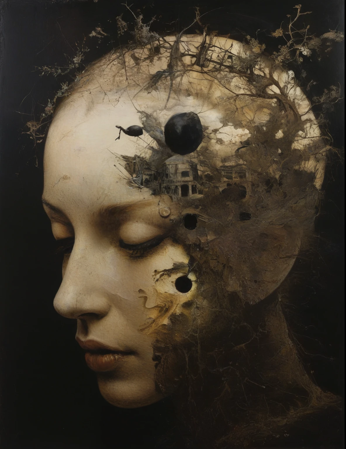 James Gurney, Surrealist art , dream-like, Mysterious, Provocative, symbolic, Complex, detailed,, (Gothic but very beautiful:1.4), (masterpiece, highest quality:1.4) , Nicola Samori Style, garden