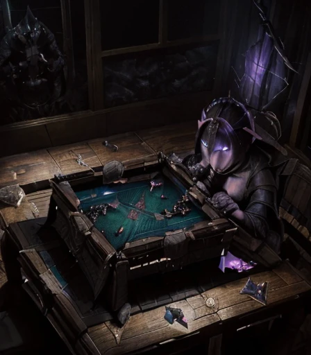 ((( 2 Cabal creatures are dueling on the card table , 2 creatures of darkness are battling on the card table, 2 mystical creatures are comforting each other on the card table )), 