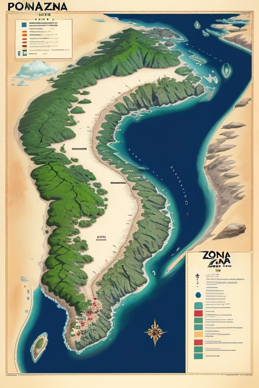 Map of only the island zone and Panama, con sus nombres, geograficos , que se vean por aparte (fake for a fictional nation)