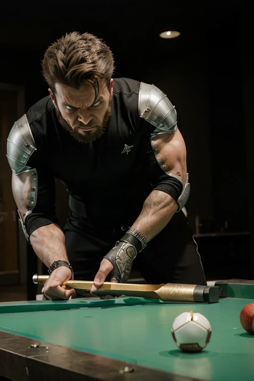 keep it arms more metalic, make him look more angrier while looking at the camera