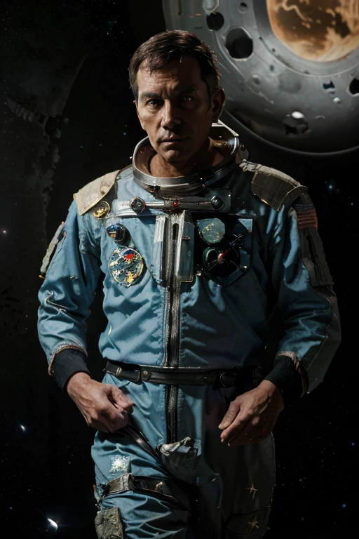 (((he wears an astronaut uniform he is on an uninhabitable planet))), barba,nojento,60-year-old homens, he walks the moon looking for alien life, o oculto e o desconhecido traz ao astronauta o medo e a incerteza