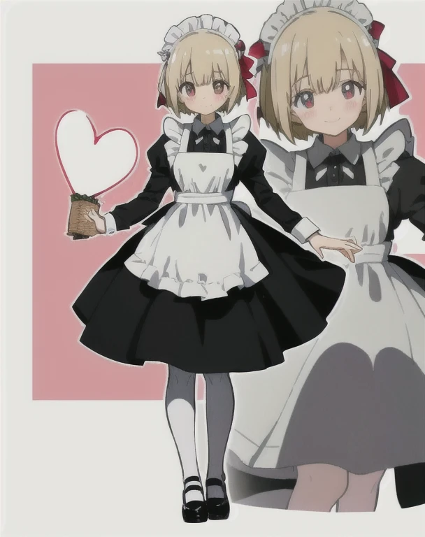 rumia,1girl, holding_basket, solo, white_background, heart, full_body, simple_background, black_footwear, maid, long_sleeves, maid_headdress, smile, alternate_costume, black_dress, closed_mouth, mary_janes, white_pantyhose, white_apron, red_bow, standing, looking_at_viewer, ribbon, blush, maid_apron
star-shaped_pupils,symbol-shaped_pupils,. gorgeous,key visual, vibrant, studio anime,award-winning, professional, highly detailed,high budget, cinemascope