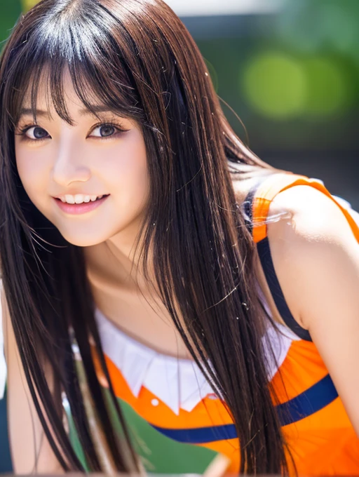 Future Girls Six Teams「Sunlight Orange」「Mint Crystal」「Obsidian Elf」「Purple moonlight」「Crimson Phantom」「Magic blue bear」
Fine black glossy hair、Straight Hair、long hair、pupils sparkling、long eyelashes、Brown eyes、make up、Smile、
skin texture、Super details、high detail、high quality、high resolution、1080p、Hard Drive、8K ,最high quality,Sexy pose,((Cheerleading girls)),
(Bright, even skin without wrinkles)