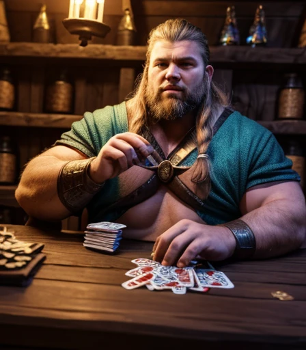 He is sitting facing the viewer Holding his cards with both hands. He looks menacing, Just chubby plump extremely thick thighs (melhor qualidade,4K,8k,high resolution,obra de arte:1.2),ultra-detalhado,realista:1.37,homens,grown-up homens,old homens,fat white muscular homens,cabelo da barriga,large bulges, (((he is in a viking tavern holding magic cards with his hands, he is in a game of magic cards inside a bad tavern, he wears a mystical wizard&#39;s overcoat))). pants,camisa xadrez,barba,nojento,60-year-old homens,family,pai,barriga de urso,terno de abertura. Sentado na beirada da cama. apenas usando sunga no corpo. Looking at the spectator gesturing with his hands. Asking for your hand, pedindo um objeto., Se adequa, vetor, mwvetor