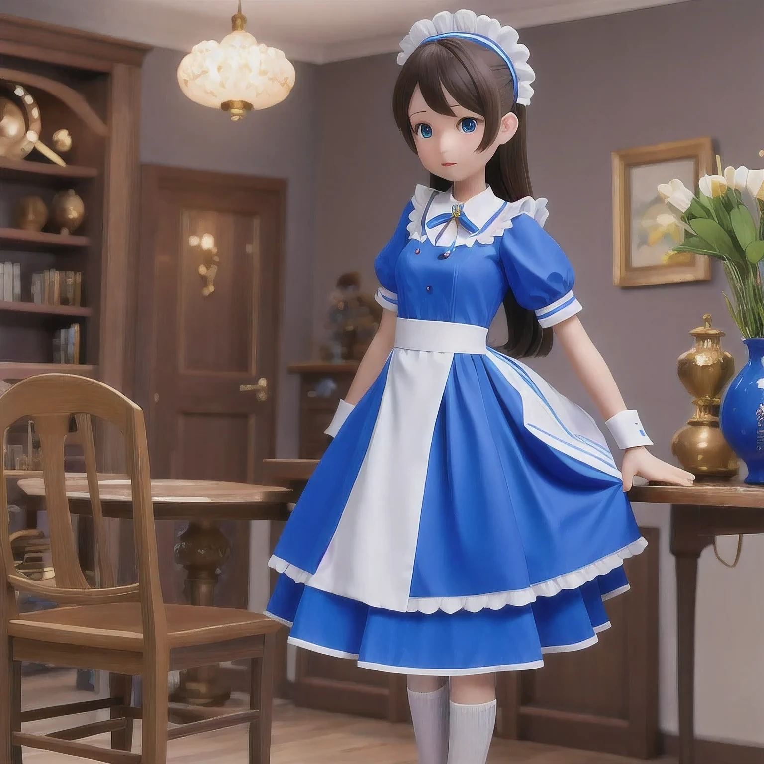 Maid uniform((（one Maid uniform）))Cobalt Blue