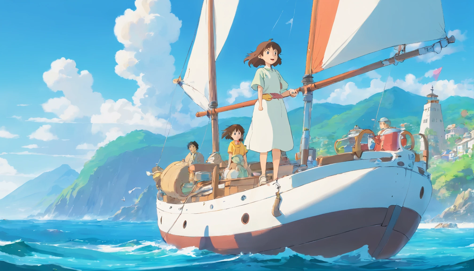 seaside,Bright white background,Dreamy and magical,