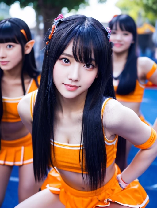 「Sunlight Orange」「Mint Crystal」「Obsidian Elf」「Purple moonlight」「Crimson Phantom」「Magic blue bear」((Number of people: 7 people))
straight hair、pupils sparkling(Skin brightening)
high quality、high resolution、1080p、Hard Drive、8K ,最high quality,Sexy pose,((Cheerleading girls,Number of people: 7 people)),
