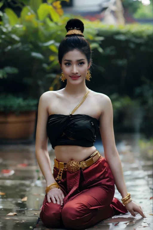 Golden Thai pattern belt, high detail