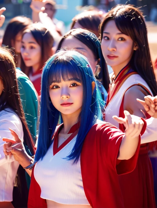 「Sunlight Orange」「Mint Crystal」「Obsidian Elf」「Purple moonlight」「Crimson Phantom」「Magic blue bear」((Number of people: 7 people))
straight hair、pupils sparkling(Skin brightening)
high quality、8K ,最high quality,Sexy pose,((Cheerleading girls,Number of people: 7 people)),movement dance