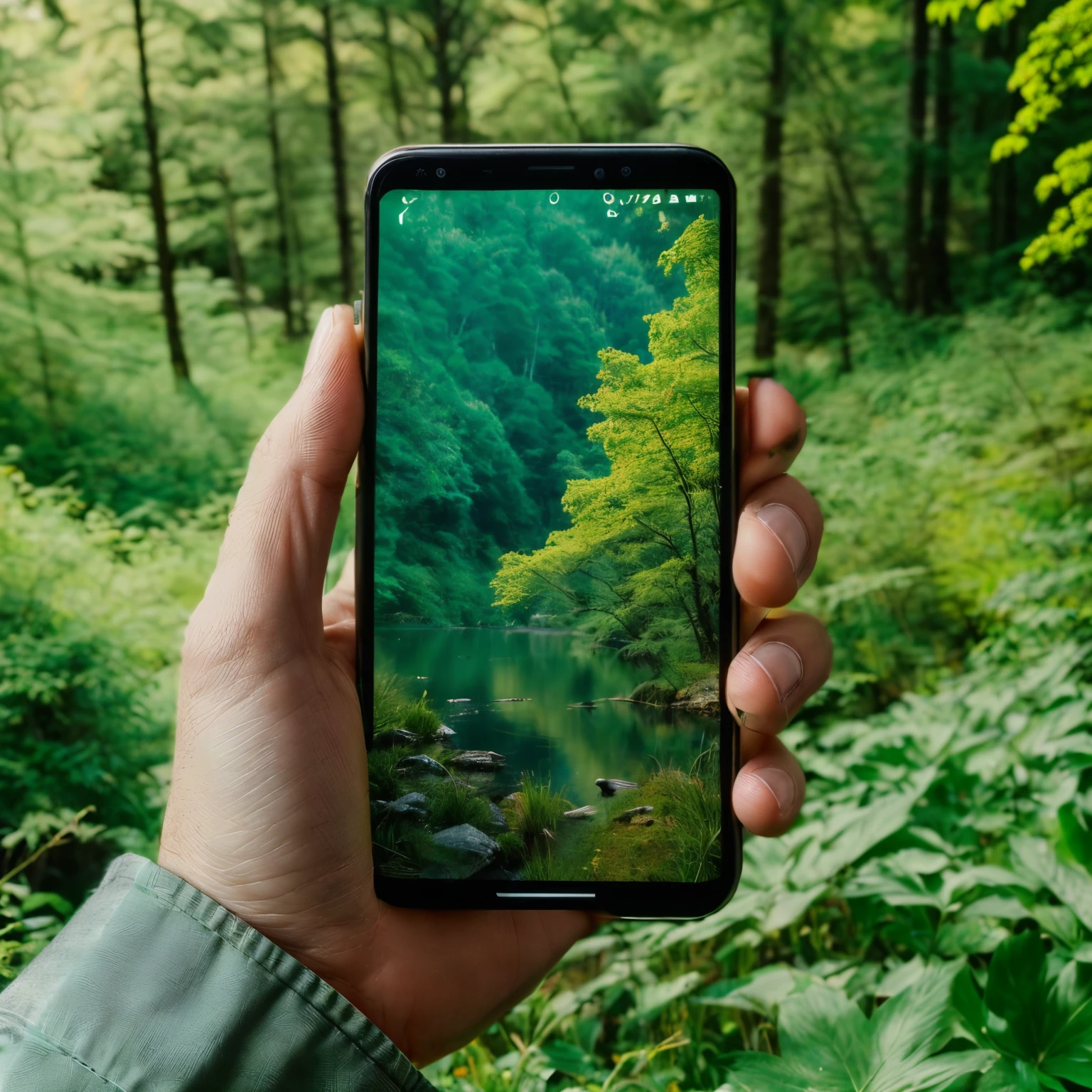雄伟的山区landscape，lush green forest，Towering pine trees，Dramatic rocky cliffs，Sunlight peeks through the canopy，The tranquil lake reflects the scenery，Birds fly overhead，Delicate leaves，（Best quality，4k，8k，High-rise buildings，masterpiece：1.2），Super Fine，（lifelike，照片lifelike，Photo real：1.37），landscape，Vibrant colors，Natural Lighting