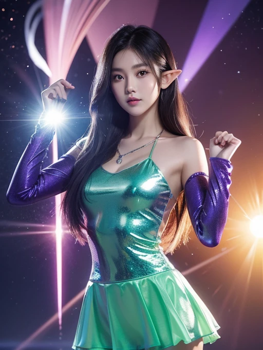 「Sunlight Orange」「Mint Crystal」「Obsidian Elf」「Purple moonlight」「Crimson Phantom」「Magic blue bear」((Number of people: 7 people))
straight hair、pupils sparkling(Skin brightening)
high quality、8K ,最high quality,Sexy pose,((Cheerleading girls,Number of people: 7 people)),Action dancing magic elements illusion colors