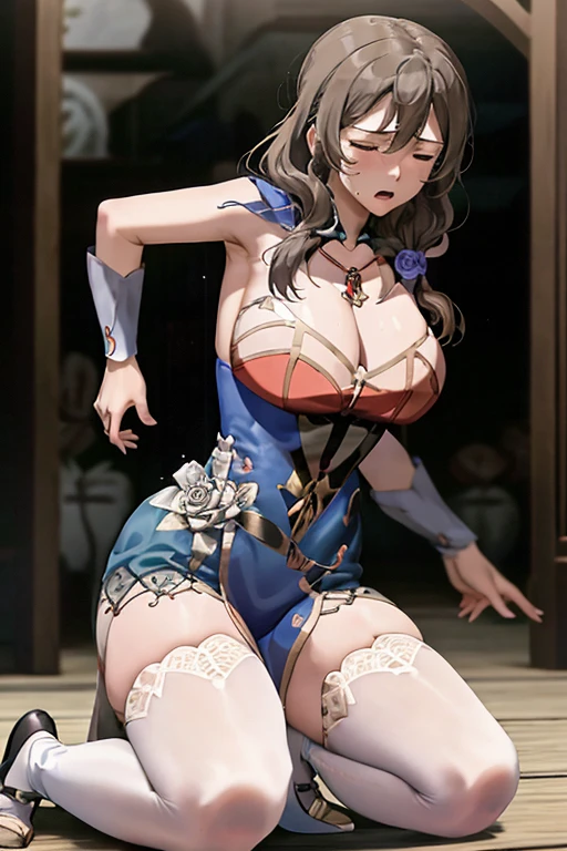 masterpiece, best quality, beautiful art, high resolution, well formed hands, body and fingers, 1 woman, solo, Lisa Minci, wearing a Wonder Woman outfit , adult, big breasted, cleavage, full body, sexy and skimpy outfit , gorgeous hips, legs and thighs , ryona,in peril, she is being beaten up by her opponent, receiving the impact of her opponent's attacks, reacting to the hits, closed eyes, she is being slapped in the face, knocked down, slammed against the floor, screaming in pain and agony, showing weakness and vulnerability, heroine in peril, ryona and perilous scene, sweating, bouncing breasts, martial arts tournament with beach environment